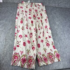 Zara Wide‎ Leg Floral Cropped Palazzo Pants Boho Flowy Size Small